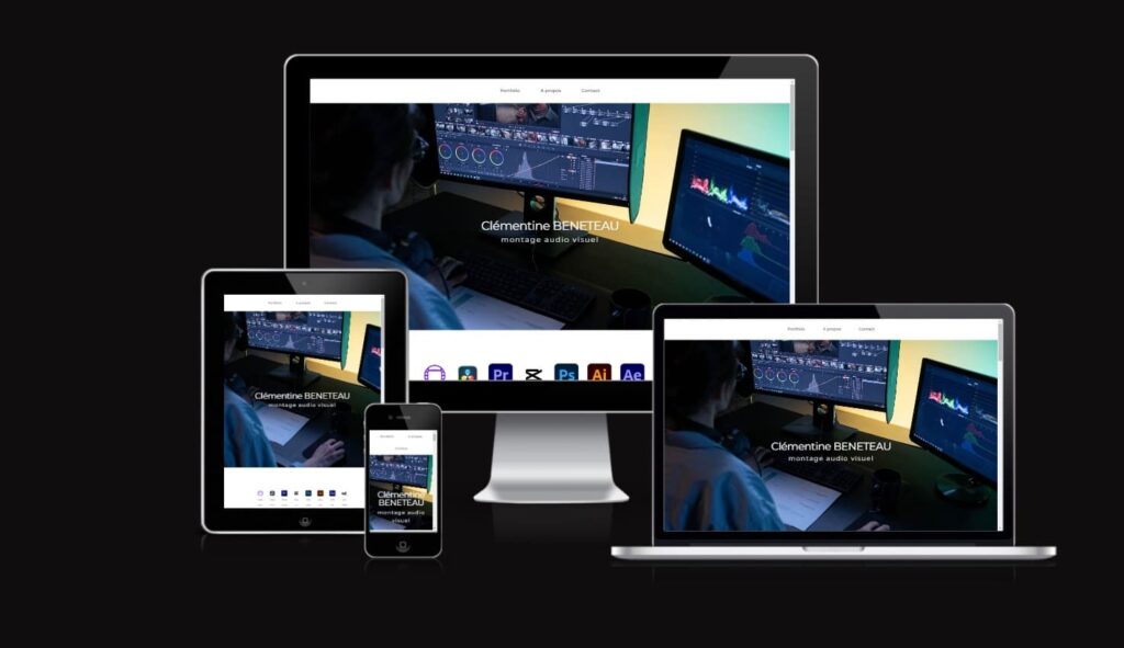 Un site portfolio pour présenter les travaux de montage audio visuel de Clémentine