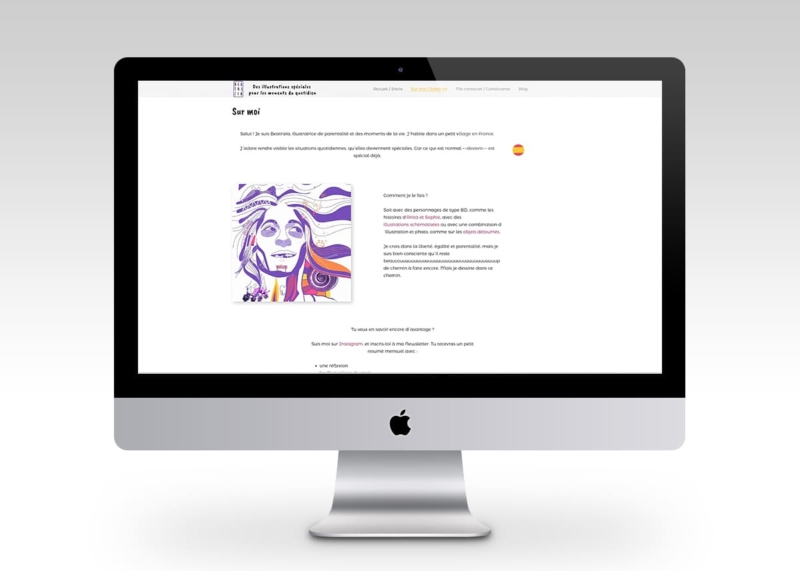 Lise Mazé a créé le site portfolio pour une illustratrice